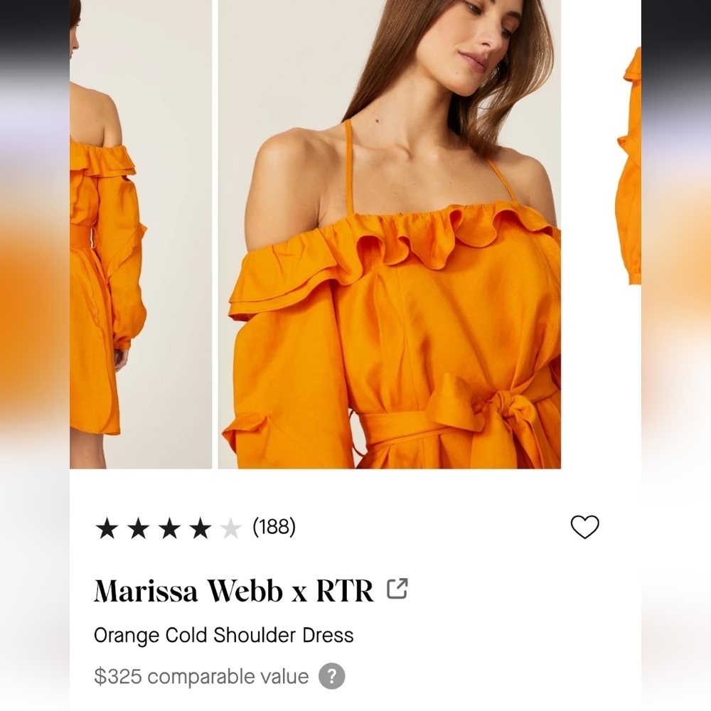 Orange Ruffle Off-Shoulder Dress - Picture 4 of 7
